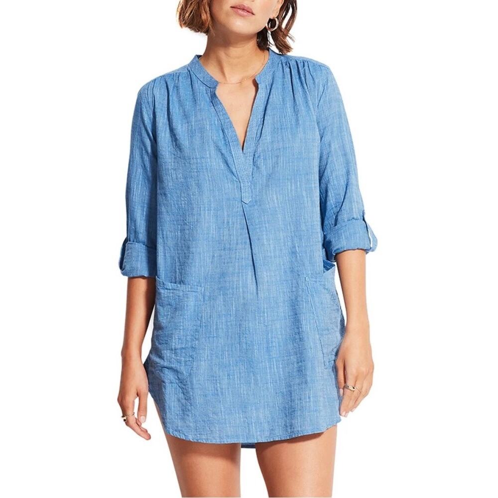 Seafolly Boyfriend Beach Chambray Swim Coverup - size XS